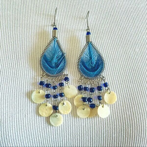 Rafia Bohemian Summer Native Cluster Chandelier Earrings